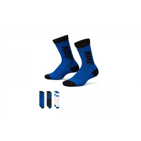 Nike Παιδικές Ψηλές Kάλτσες Μπλε, Μαύρες, Λευκές 3 Τεμάχια