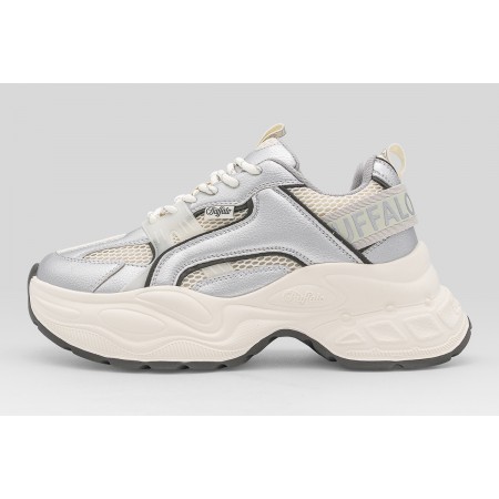 Buffalo Yuno One Sneakers Λευκά, Ασημί, Μαύρα