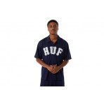 Huf Arch Mesh Button Up Ανδρικό Κοντομάνικο Πουκάμισο Μπλε Σκούρο