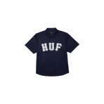 Huf Arch Mesh Button Up Ανδρικό Κοντομάνικο Πουκάμισο Μπλε Σκούρο