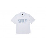 Huf Arch Mesh Button Up Ανδρικό Κοντομάνικο Πουκάμισο Λευκό, Γαλάζιο