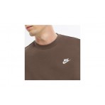Nike Sportswear Club Fleece Ανδρική Μακρυμάνικη Μπλούζα Καφέ