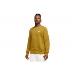 Nike Sportswear Club Fleece Ανδρική Μακρυμάνικη Μπλούζα Μουσταρδί