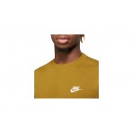 Nike Sportswear Club Fleece Ανδρική Μακρυμάνικη Μπλούζα Μουσταρδί