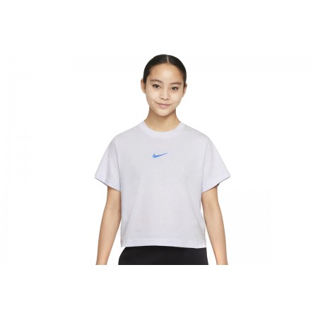 Nike Παιδική Κοντομάνικη Crop Top Μπλούζα Σιέλ