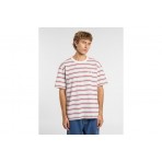 Dickies Lewinstown Stripe Ανδρικό Κοντομάνικο T-Shirt Λευκό, Κόκκινο, Γκρι