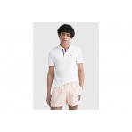 Tommy Jeans Ανδρική Κοντομάνικη Polo Μπλούζα Λευκή