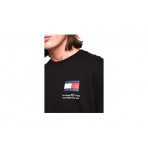 Tommy Jeans Slim Essential Flag Ανδρικό Κοντομάνικο T-Shirt Μαύρο