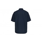 Tommy Jeans Easy Poplin Ανδρικό Κοντομάνικο Πουκάμισο Μπλε Σκούρο