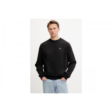 Tommy Jeans Flag Fleece Ανδρικό Κοντομάνικο T-Shirt Μαύρο