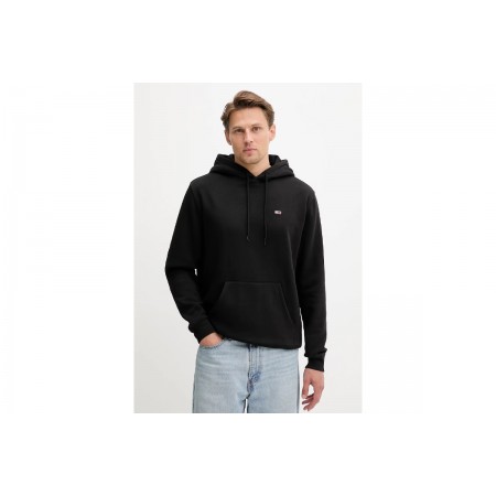 Tommy Jeans Flag Fleece Ανδρικό Φούτερ με Κουκούλα Μαύρο