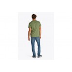 Tommy Jeans Ανδρικό Κοντομάνικο T-Shirt Λαδί