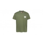 Tommy Jeans Ανδρικό Κοντομάνικο T-Shirt Λαδί