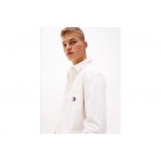 Tommy Jeans Cotton Slub Ανδρικό Μακρυμάνικο Πουκάμισο Εκρού