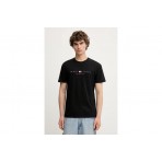 Tommy Jeans Linear Ανδρικό Κοντομάνικο T-shirt Μαύρο