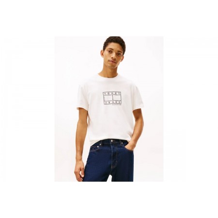 Tommy Jeans Logo Stamp Ανδρικό Κοντομάνικο T-Shirt Εκρού