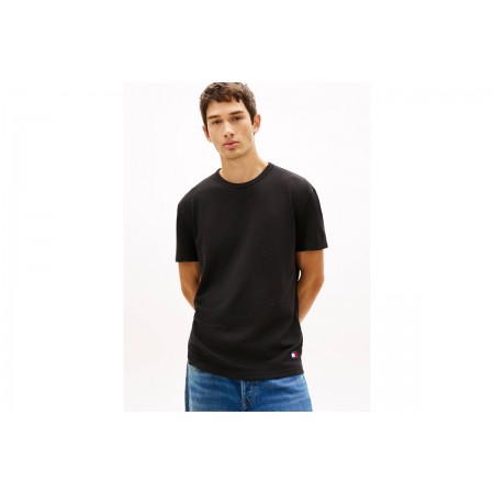 Tommy Jeans Regular Waffle Ανδρικό Κοντομάνικο T-Shirt Μαύρο