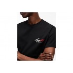Tommy Jeans Signature Logo Slim Jersey Ανδρικό Κοντομάνικο T-Shirt Μαύρο