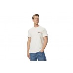 Tommy Jeans Signature Logo Slim Jersey Ανδρικό Κοντομάνικο T-Shirt Εκρού