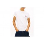 Tommy Jeans Signature Logo Slim Jersey Ανδρικό Κοντομάνικο T-Shirt Λευκό