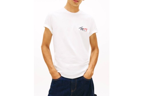 Tommy Jeans Signature Logo Slim Jersey T-Shirt Ανδρικό (DM0DM22538 YBL)