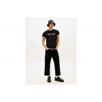 Tommy Jeans Regular Fit Vintage Logo Ανδρικό Κοντομάνικο T-Shirt Μαύρο, Εκρού