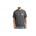 Tommy Jeans 90S Back Bubble Logo Jersey Ανδρικό Κοντομάνικο T-Shirt Γκρι Σκούρο, Κίτρινο
