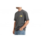 Tommy Jeans 90S Back Bubble Logo Jersey Ανδρικό Κοντομάνικο T-Shirt Γκρι Σκούρο, Κίτρινο