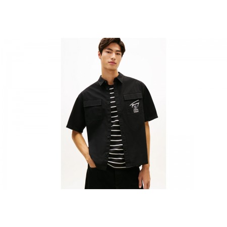 Tommy Jeans Boxy Skater Ανδρικό Κοντομάνικο Πουκάμισο Μαύρο