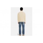 Tommy Jeans Waffle Knit Relaxed Ανδρική Μακρυμάνικη Πλεκτή Μπλούζα με Φερμουάρ Μπεζ