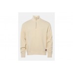 Tommy Jeans Waffle Knit Relaxed Ανδρική Μακρυμάνικη Πλεκτή Μπλούζα με Φερμουάρ Μπεζ