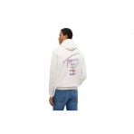 Tommy Jeans Signature Back Logo Relaxed Ανδρικό Φούτερ με Κουκούλα Εκρού