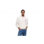 Tommy Jeans Signature Back Logo Relaxed Ανδρικό Φούτερ με Κουκούλα Εκρού