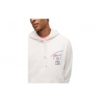 Tommy Jeans Signature Back Logo Relaxed Ανδρικό Φούτερ με Κουκούλα Εκρού