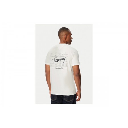 Tommy Jeans Signature Logo Peached Jersey Ανδρικό Κοντομάνικο T-Shirt Λευκό