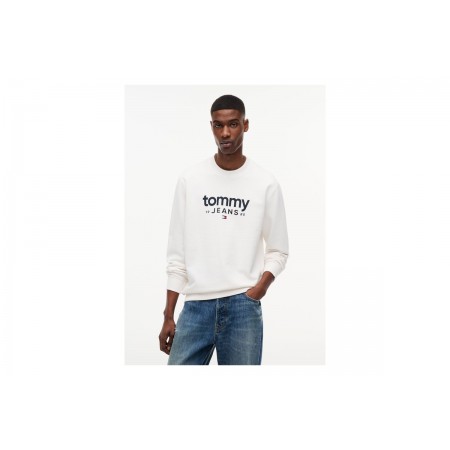 Tommy Jeans Ανδρικό Μακρυμάνικο Φούτερ Εκρού