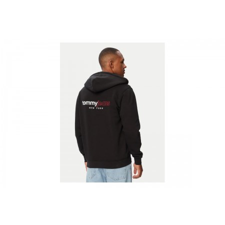 Tommy Jeans DNA Backprint Ανδρική Βαμβακερή Ζακέτα με Κουκούλα Μαύρη