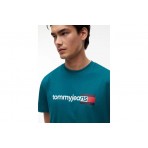 Tommy Jeans Ανδρικό Κοντομάνικο T-Shirt Πετρόλ 
