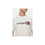 Tommy Jeans Ανδρικό Κοντομάνικο T-Shirt Εκρού