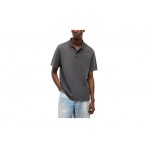 Tommy Jeans Washed Waffle Knit Ανδρικό Κοντομάνικο T-Shirt Polo Ανθρακί
