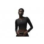 Jordan Flight Γυναικείο Μακρυμάνικο Crop Top με Λαιμόκοψη Μαύρο