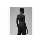 Jordan Flight Γυναικείο Μακρυμάνικο Crop Top με Λαιμόκοψη Μαύρο