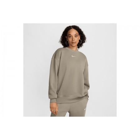Nike Sportswear Phoenix Fleece Γυναικεία Μακρυμάνικη Μπλούζα Λαδί