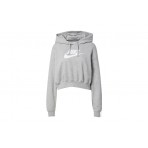 Nike Club Fleece Crop Top Γυναικείο Φούτερ Με Κουκούλα Γκρι