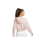 Nike Club Fleece Crop Top Γυναικείο Φούτερ Με Κουκούλα Ροζ