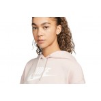 Nike Club Fleece Crop Top Γυναικείο Φούτερ Με Κουκούλα Ροζ