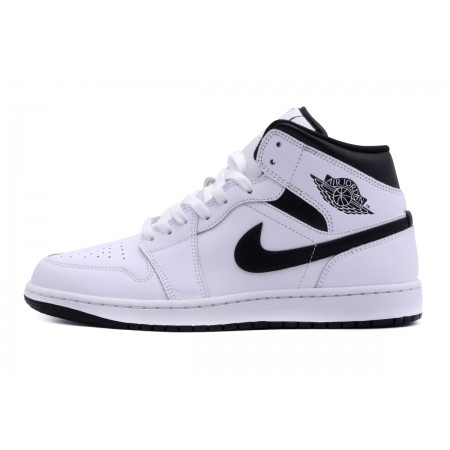 Jordan Air 1 Reverse Panda Mid Ανδρικά Sneakers Λευκά, Μαύρα