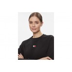 Tommy Jeans Badge Boxy Terry Γυναικεία Μακρυμάνικη Μπλούζα Μαύρη