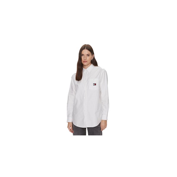 Tommy Jeans Badge Boyfriend Shirt Πουκάμισο Μακρυμάνικο Γυναικείο (DW0DW17351 YBR)