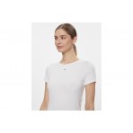 Tommy Jeans Slim Essential Rib Γυναικείο Κοντομάνικο T-Shirt Λευκό